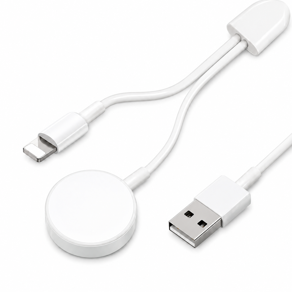Premium 2-in-1 Magnetic Wireless Charger Cable USB-A Fast Charging Cord Strong Magnetic Alignment Smart Chip Protection Portable Charging Cable