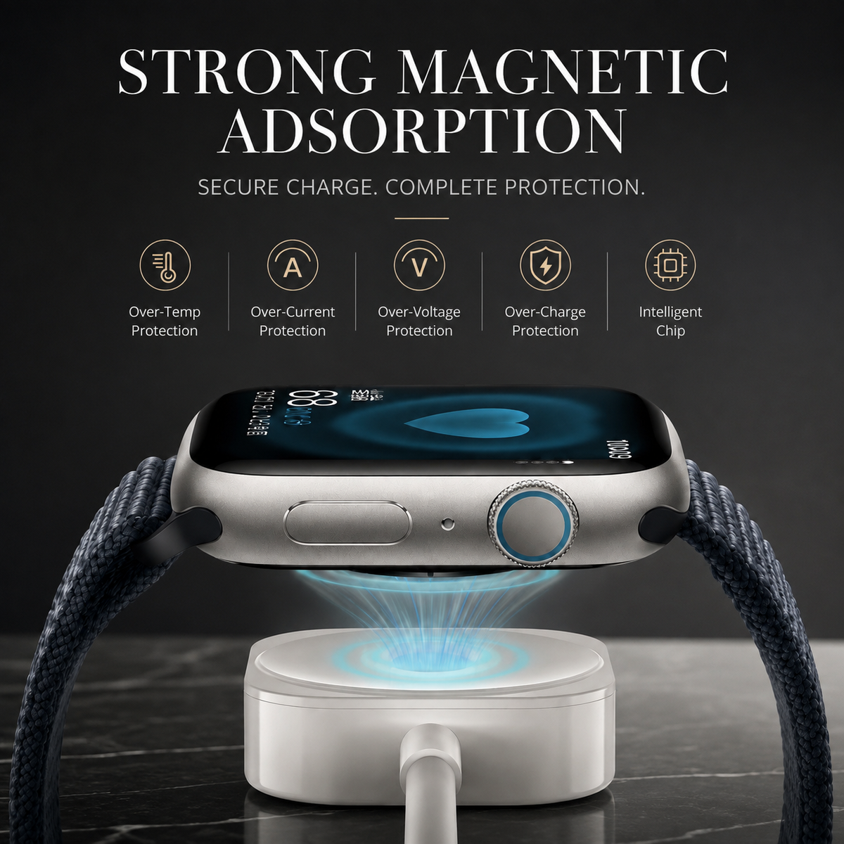 Premium 2-in-1 Magnetic Wireless Charger Cable USB-A Fast Charging Cord Strong Magnetic Alignment Smart Chip Protection Portable Charging Cable