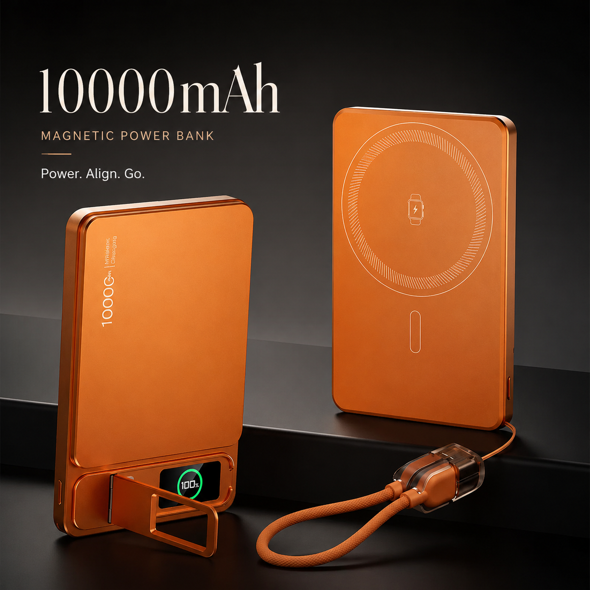 Premium 3-in-1 Magnetic Wireless Power Bank 20W Fast Charging Portable Battery Built-In Stand Digital Display Watch Charger Compatible with iPhone