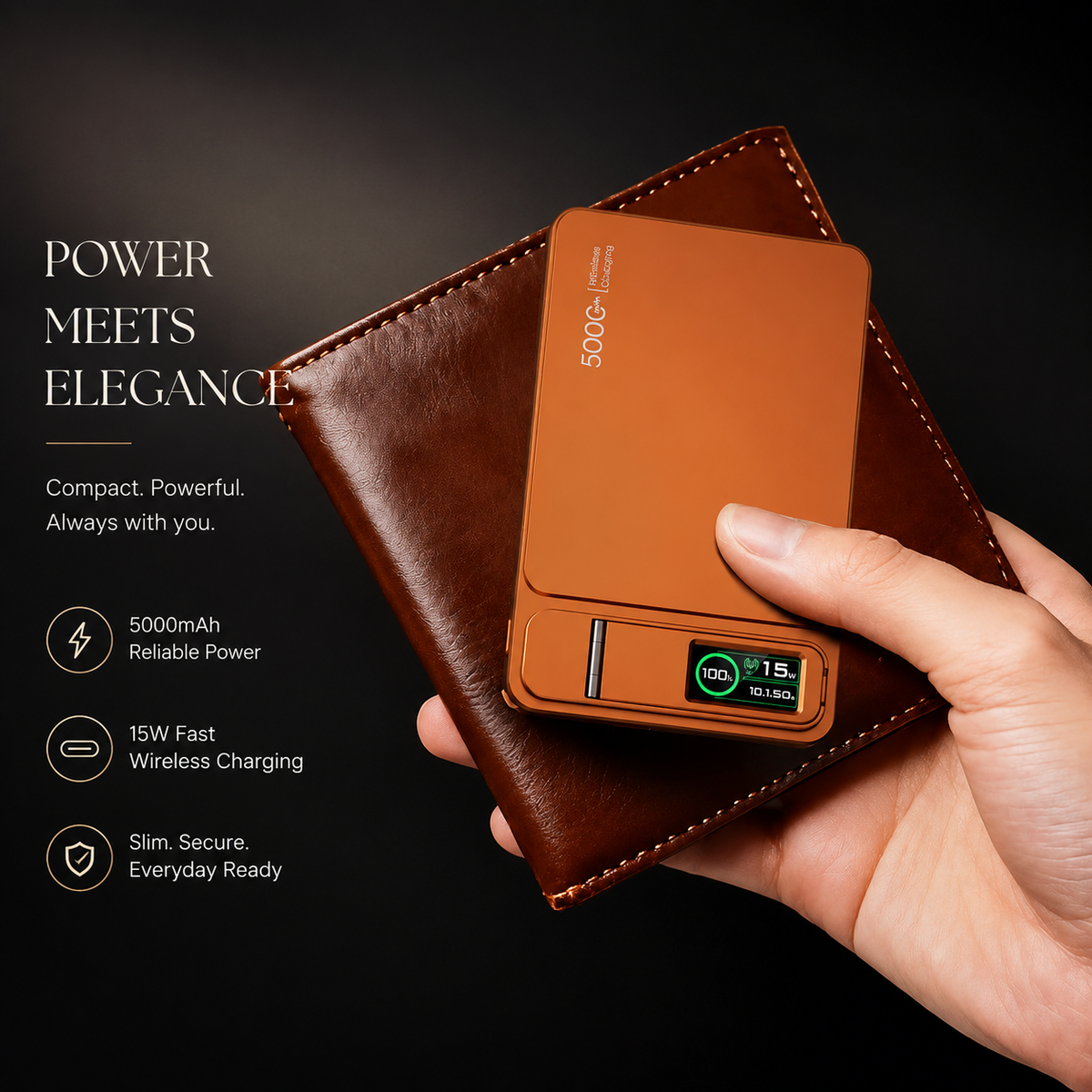 Premium 3-in-1 Magnetic Wireless Power Bank 20W Fast Charging Portable Battery Built-In Stand Digital Display Watch Charger Compatible with iPhone
