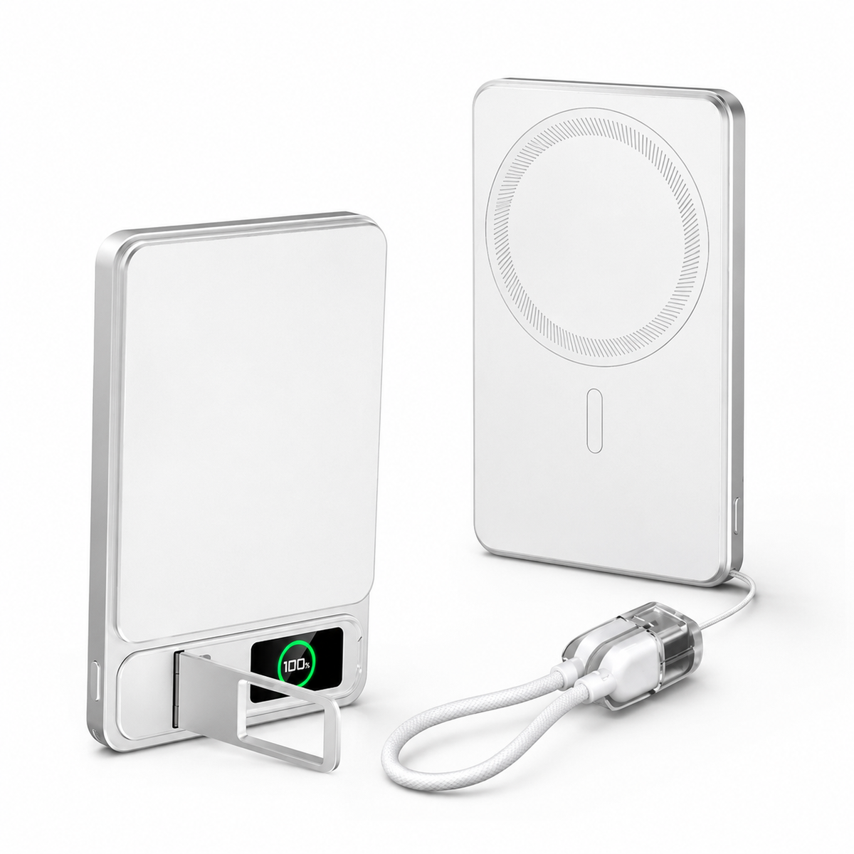 Premium 3-in-1 Magnetic Wireless Power Bank 20W Fast Charging Portable Battery Built-In Stand Digital Display Watch Charger Compatible with iPhone