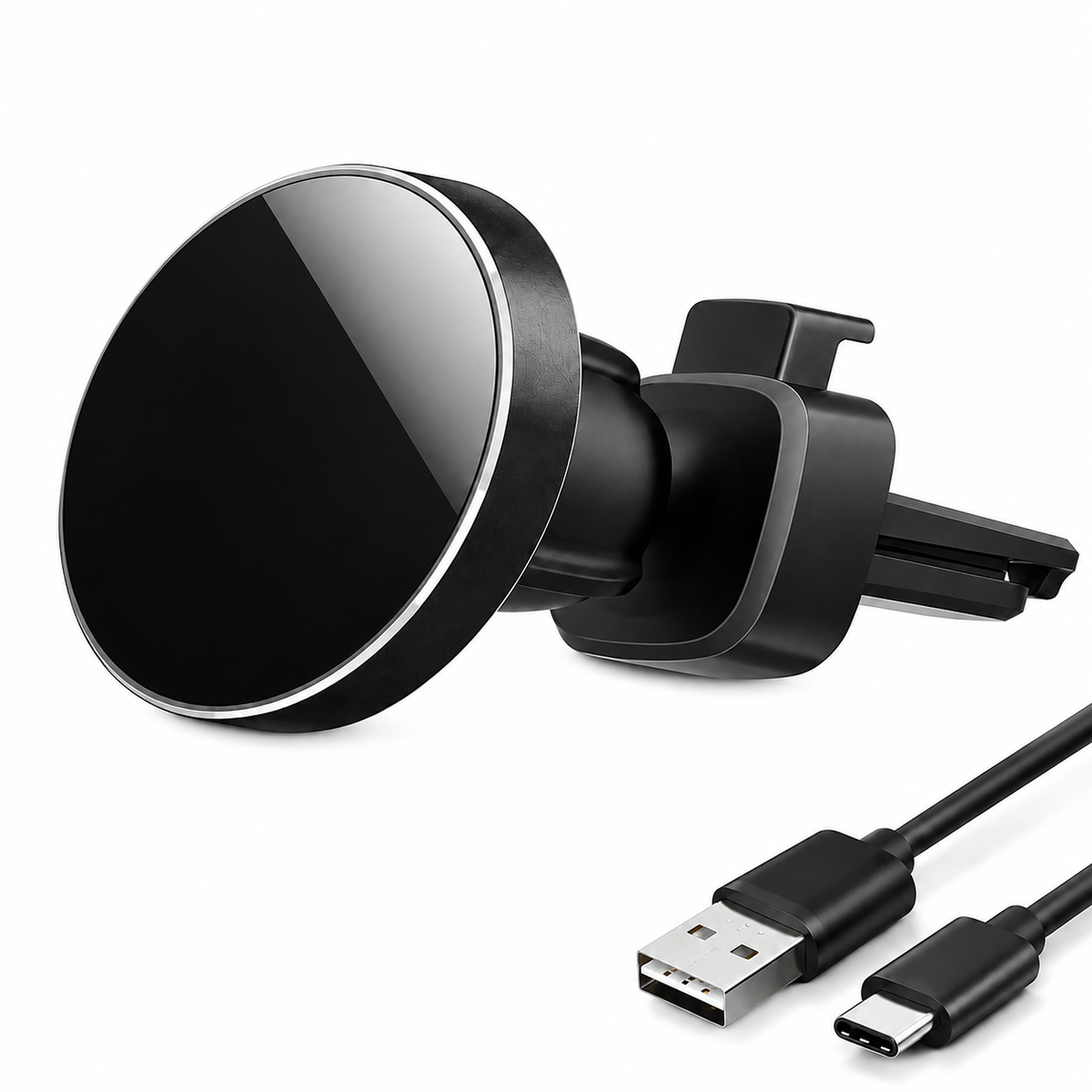 Premium 30W Magnetic Wireless Car Charger Fast Charging Phone Holder Dashboard Air Vent Mount 360° Rotation Smart Chip Anti-Slip Compatible with iPhone