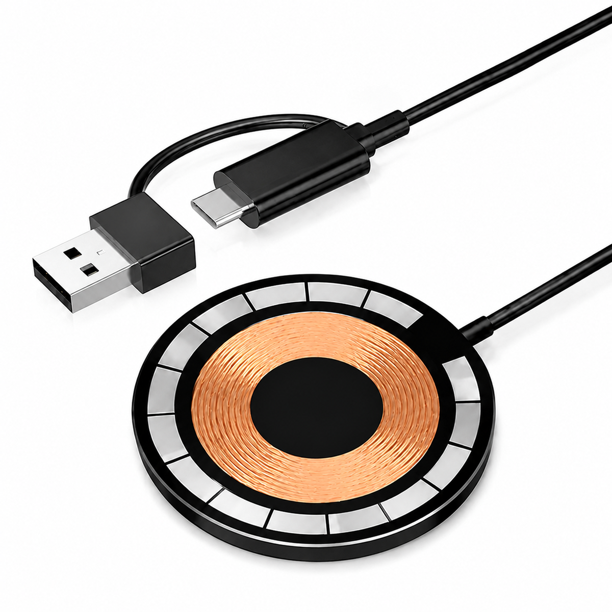 Premium 30W Magnetic Wireless Charger Pad Fast Charging MagSafe Compatible Charger USB-C PD USB-A Non-Slip Slim Portable Charging Stand iPhone