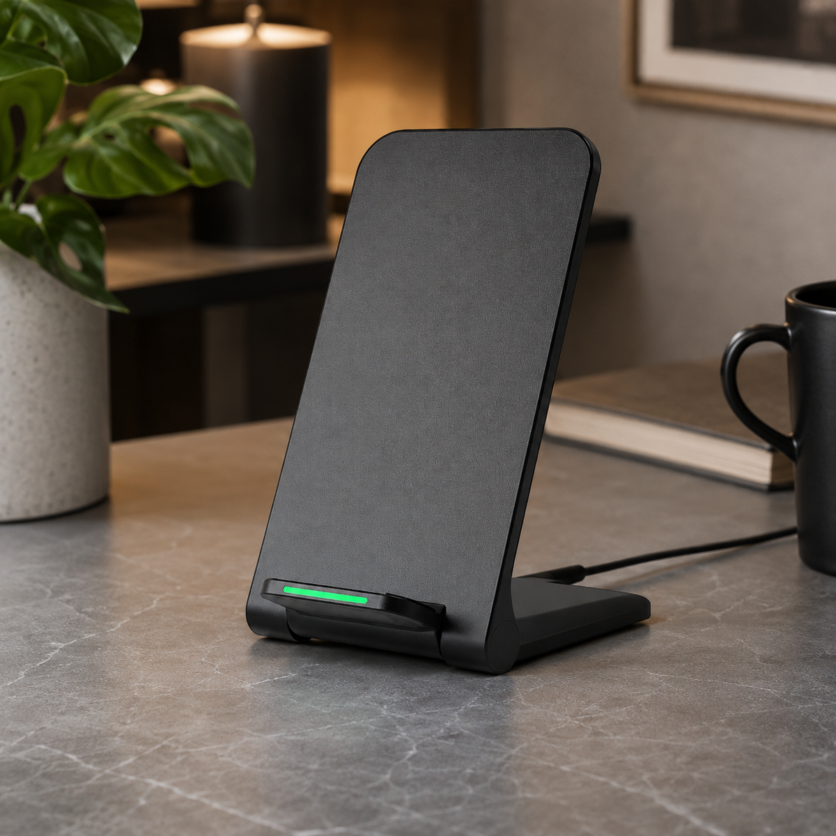 Premium 30W Wireless Charger Stand Fast Charging Foldable Phone Charging Stand USB-C Vertical Horizontal Viewing Compatible with iPhone Travel Design
