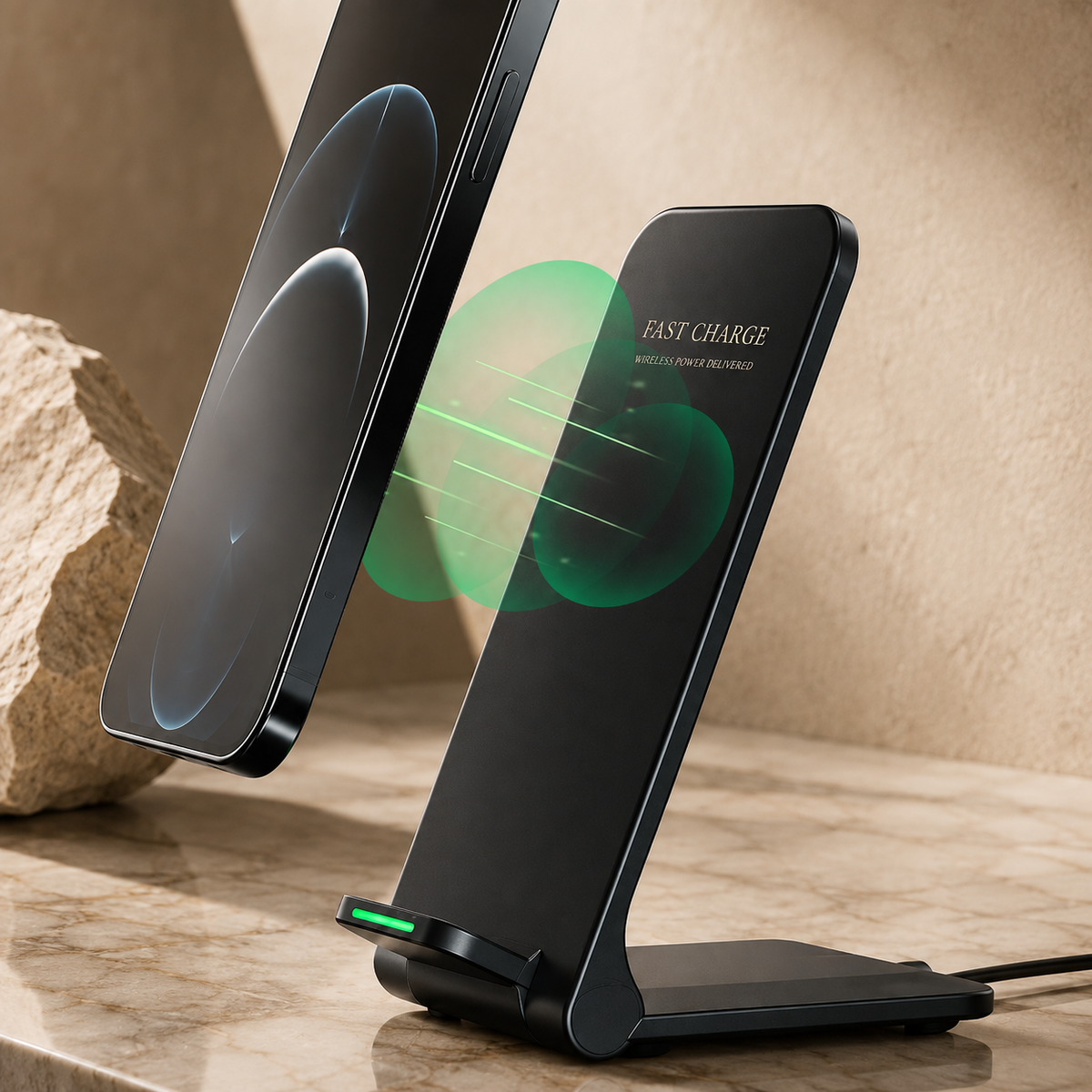 Premium 30W Wireless Charger Stand Fast Charging Foldable Phone Charging Stand USB-C Vertical Horizontal Viewing Compatible with iPhone Travel Design
