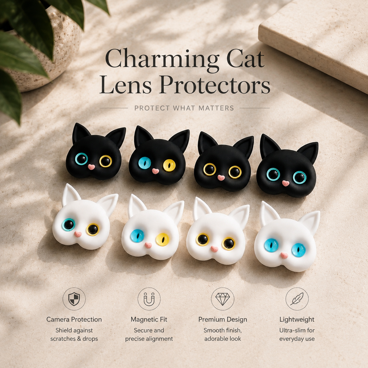 Premium 3D Cat Phone Grip Holder Foldable Rotating Phone Stand Finger Grip Air Cushion Grip Cute Cat Design Anti Slip Phone Accessory iPhone
