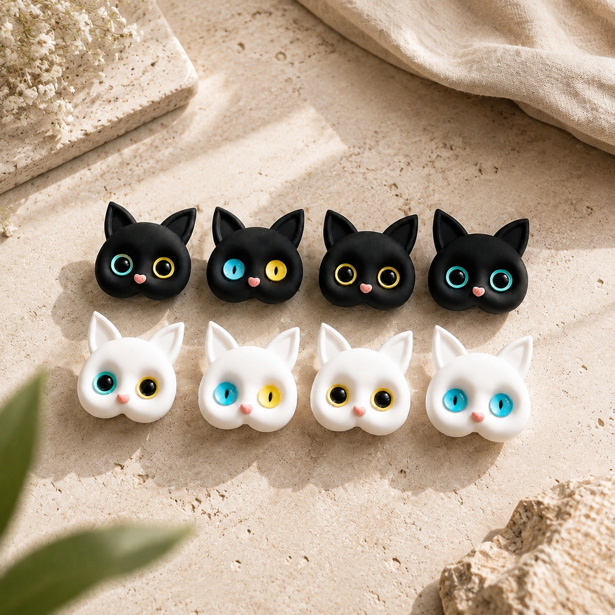 Premium 3D Cat Phone Grip Holder Foldable Rotating Phone Stand Finger Grip Air Cushion Grip Cute Cat Design Anti Slip Phone Accessory iPhone