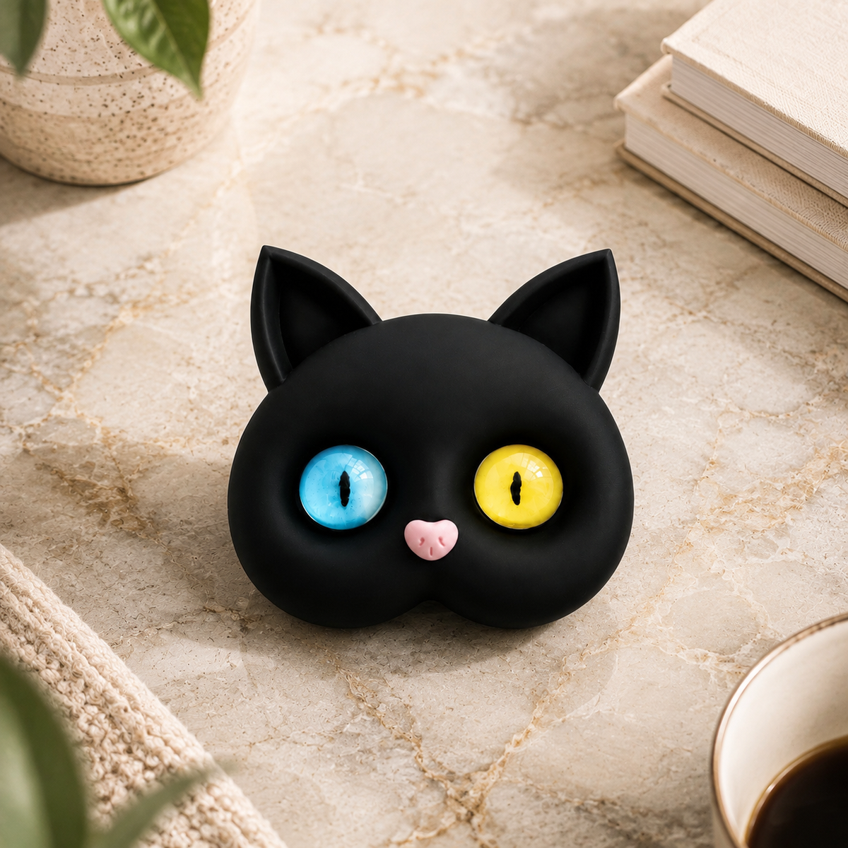 Premium 3D Cat Phone Grip Holder Foldable Rotating Phone Stand Finger Grip Air Cushion Grip Cute Cat Design Anti Slip Phone Accessory iPhone