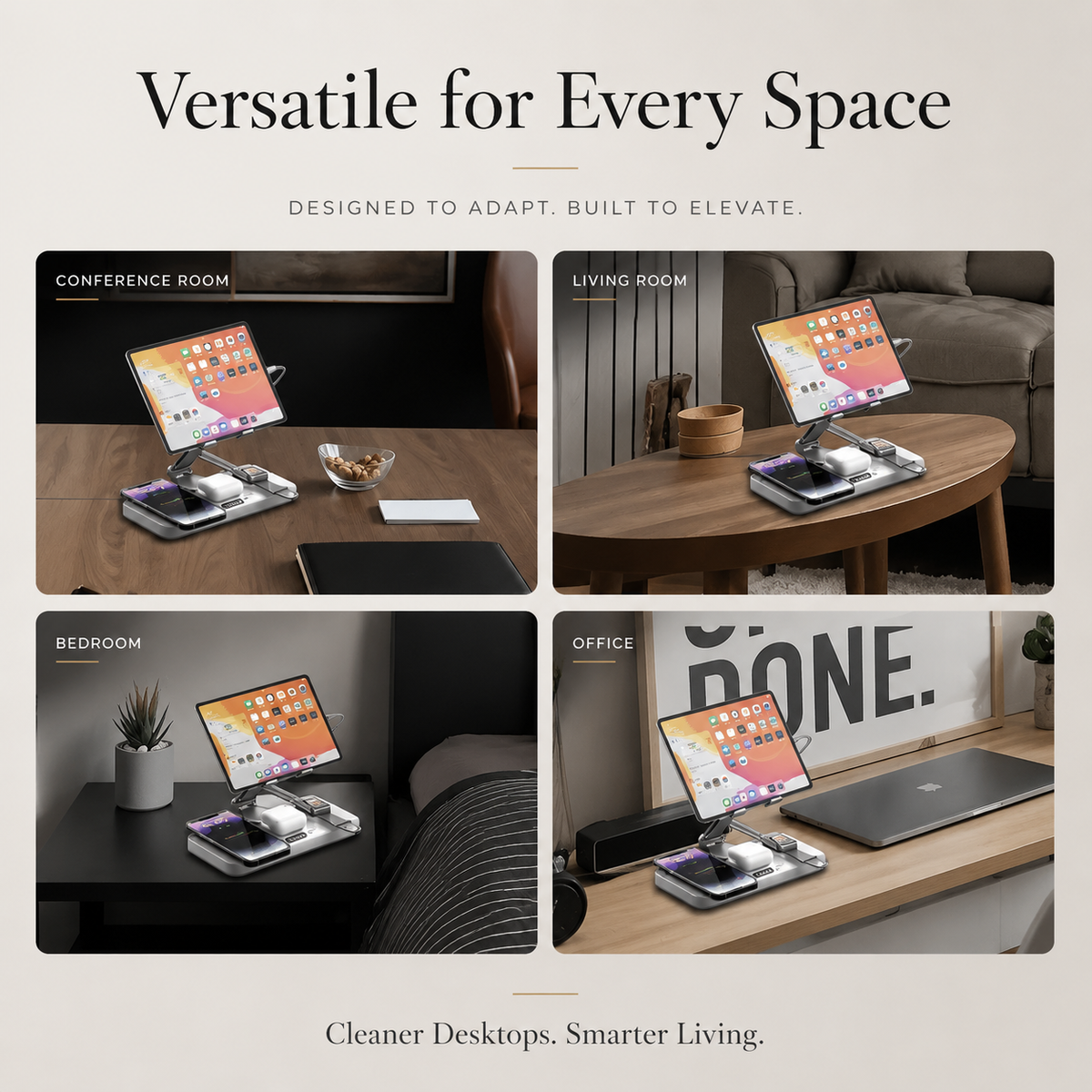 Premium 4-in-1 Magnetic Wireless Charging Station 15W Fast Charging Foldable Charger Stand for Phone Watch Earbuds LED Compatible with iPhone