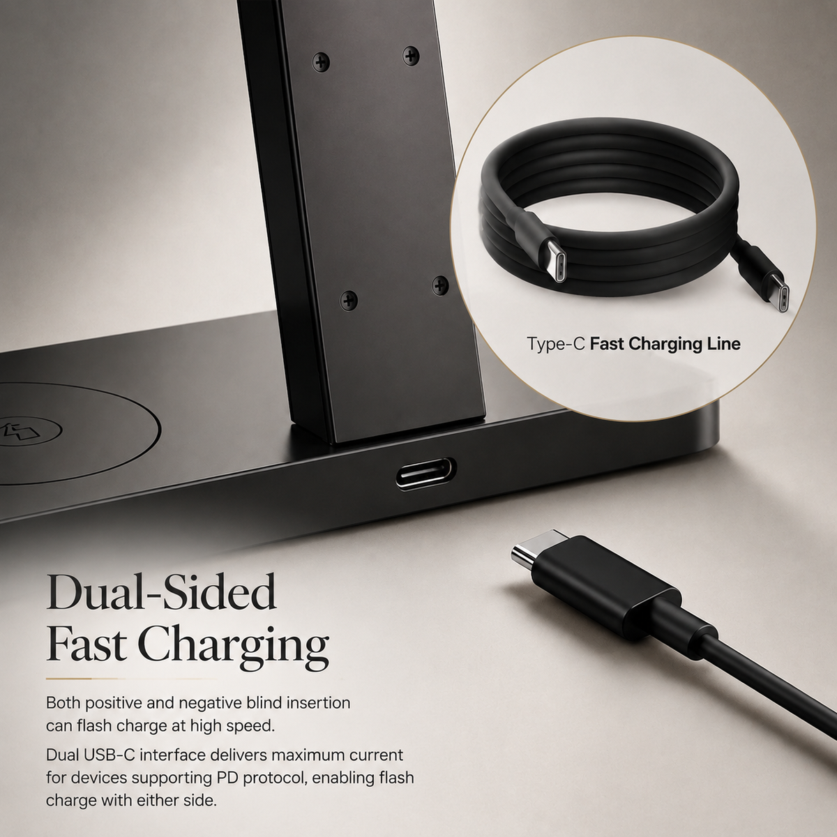 Premium 5-in-1 Magnetic Wireless Charging Station Qi Charger 30W Fast Charging Foldable Stand Multi Device USB Type C LED Night Light iPhone