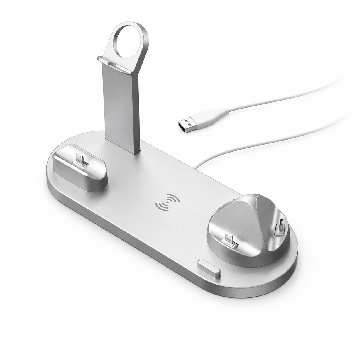 Premium 7-in-1 Wireless Charging Station Qi Charger Dock Multi Device Charging USB Type C Fast Charging Stand Smart Charging iPhone Compatible