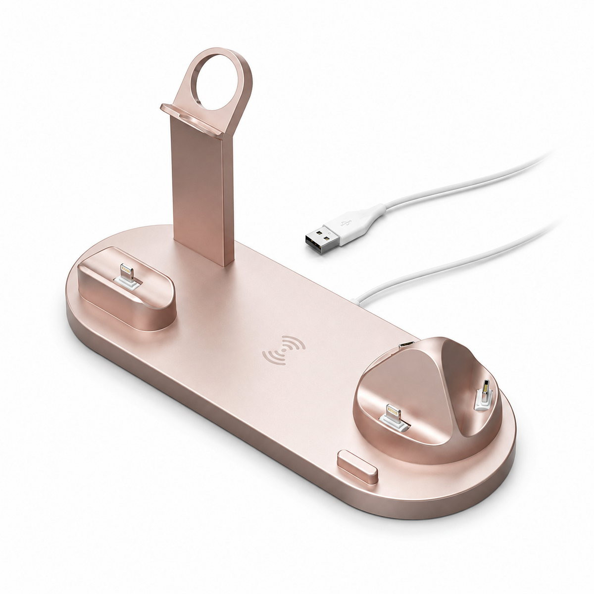 Premium 7-in-1 Wireless Charging Station Qi Charger Dock Multi Device Charging USB Type C Fast Charging Stand Smart Charging iPhone Compatible