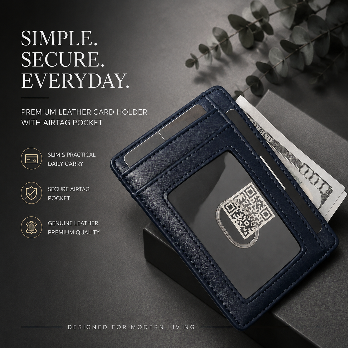 Premium AirTag Wallet Leather Card Holder RFID Blocking Slim Wallet Card Case Cash Coin Holder Scratch Resistant Compact Everyday Carry