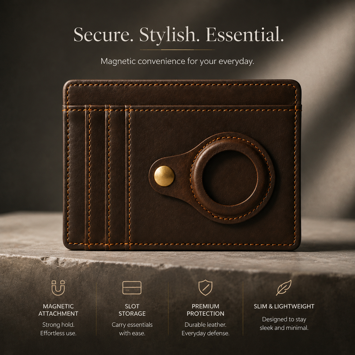 Premium AirTag Wallet Leather Card Holder RFID Blocking Slim Wallet Card Case Cash Coin Holder Scratch Resistant Compact Everyday Carry