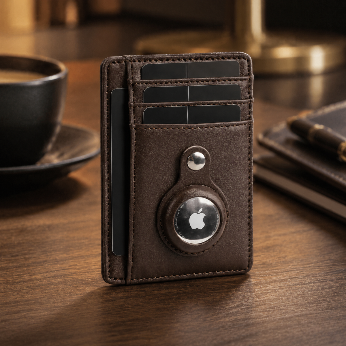 Premium AirTag Wallet Leather Card Holder RFID Blocking Slim Wallet Card Case Cash Coin Holder Scratch Resistant Compact Everyday Carry