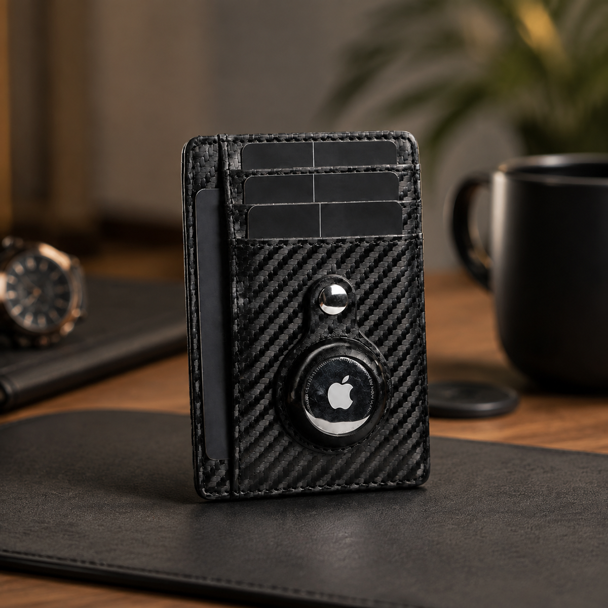 Premium AirTag Wallet Leather Card Holder RFID Blocking Slim Wallet Card Case Cash Coin Holder Scratch Resistant Compact Everyday Carry