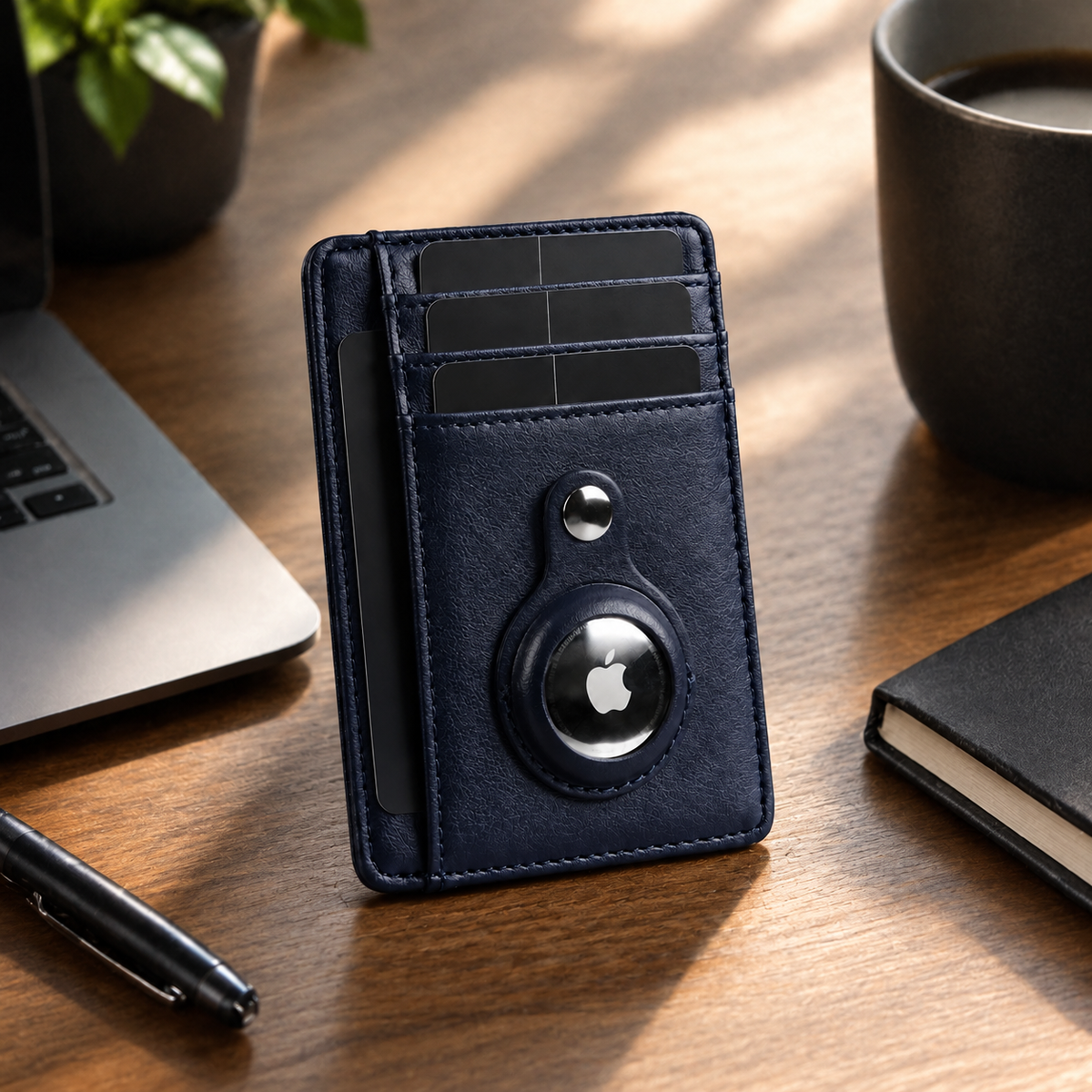 Premium AirTag Wallet Leather Card Holder RFID Blocking Slim Wallet Card Case Cash Coin Holder Scratch Resistant Compact Everyday Carry
