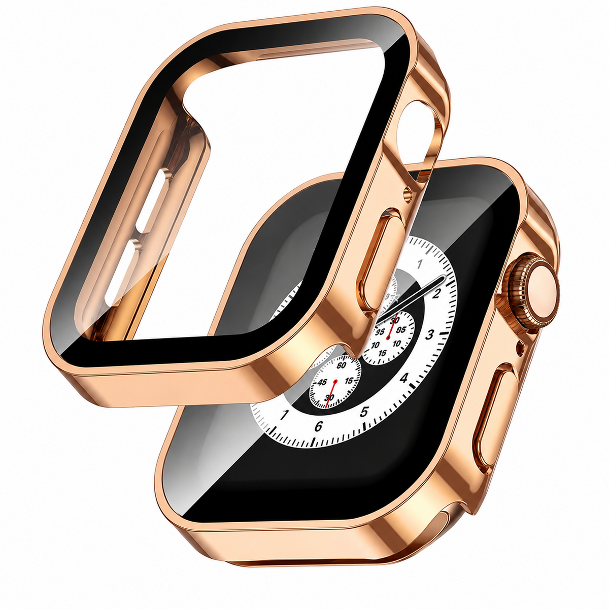 Premium Apple Watch Tempered Glass Case Full Coverage Screen Protector Shock Resistant Scratch Resistant Slim Snap On Protective Cover Touch Sensitive