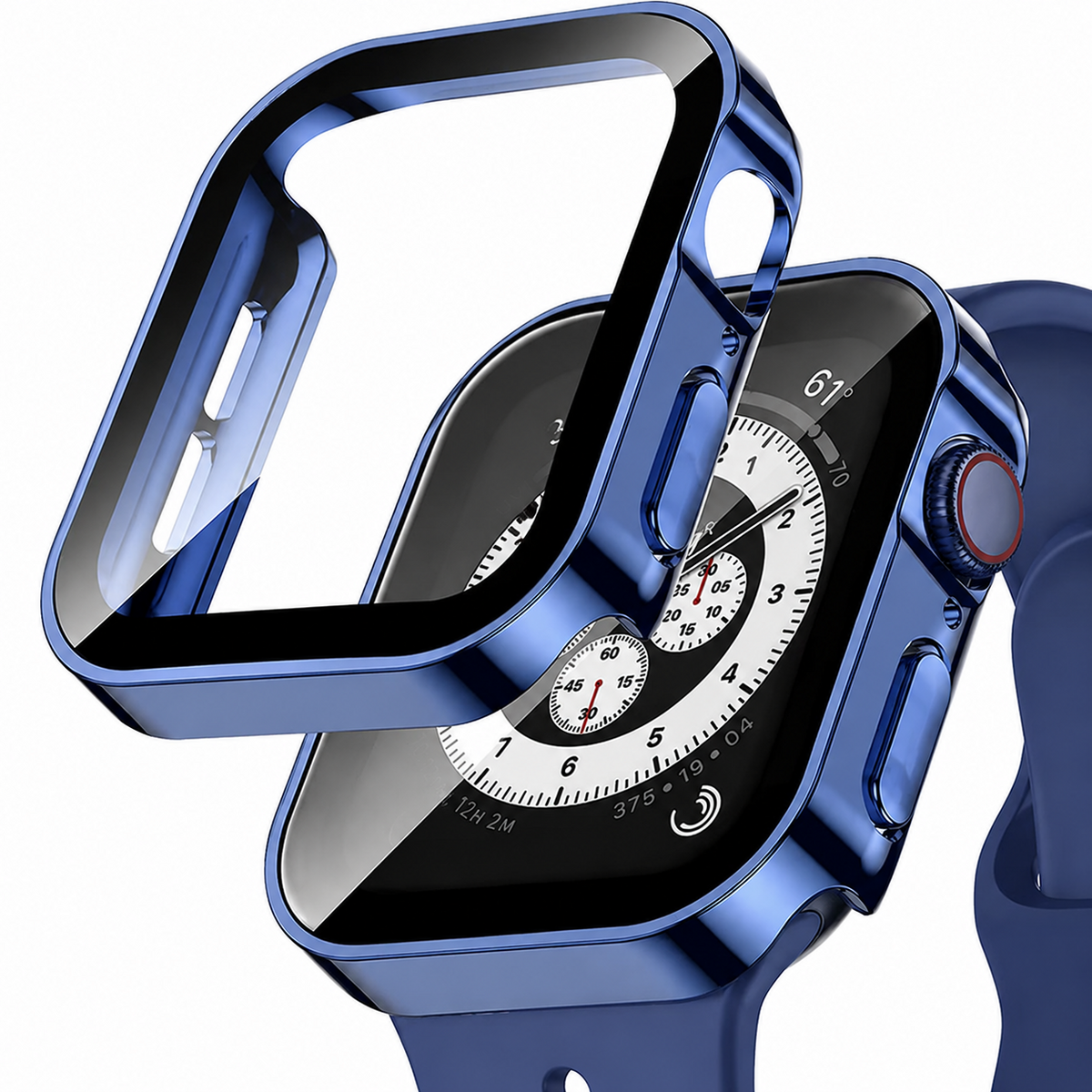 Premium Apple Watch Tempered Glass Case Full Coverage Screen Protector Shock Resistant Scratch Resistant Slim Snap On Protective Cover Touch Sensitive
