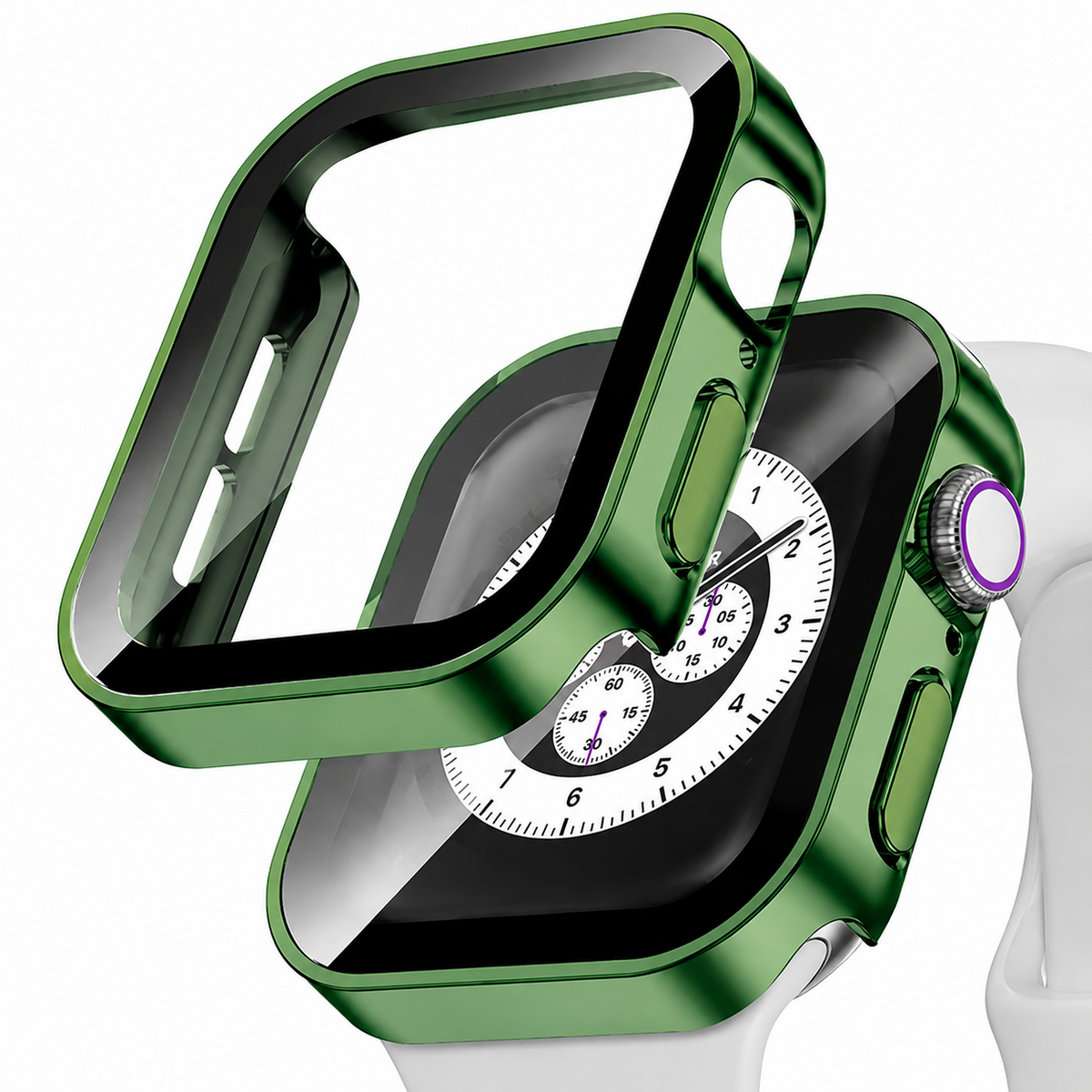 Premium Apple Watch Tempered Glass Case Full Coverage Screen Protector Shock Resistant Scratch Resistant Slim Snap On Protective Cover Touch Sensitive