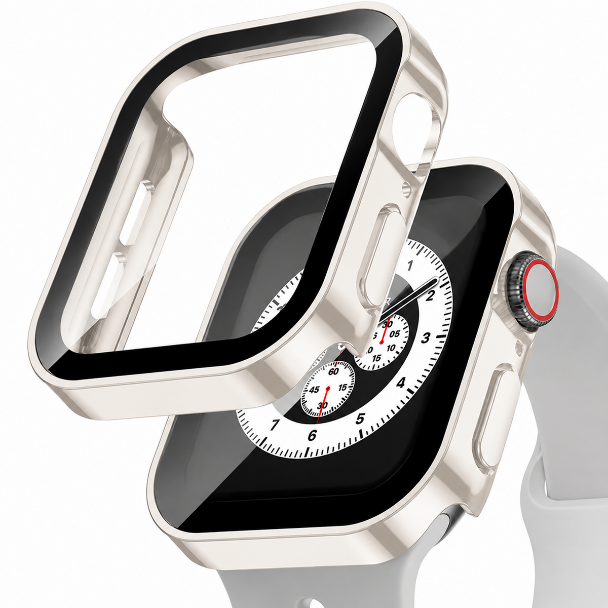 Premium Apple Watch Tempered Glass Case Full Coverage Screen Protector Shock Resistant Scratch Resistant Slim Snap On Protective Cover Touch Sensitive