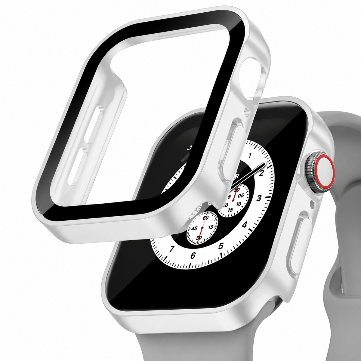 Premium Apple Watch Tempered Glass Case Full Coverage Screen Protector Shock Resistant Scratch Resistant Slim Snap On Protective Cover Touch Sensitive