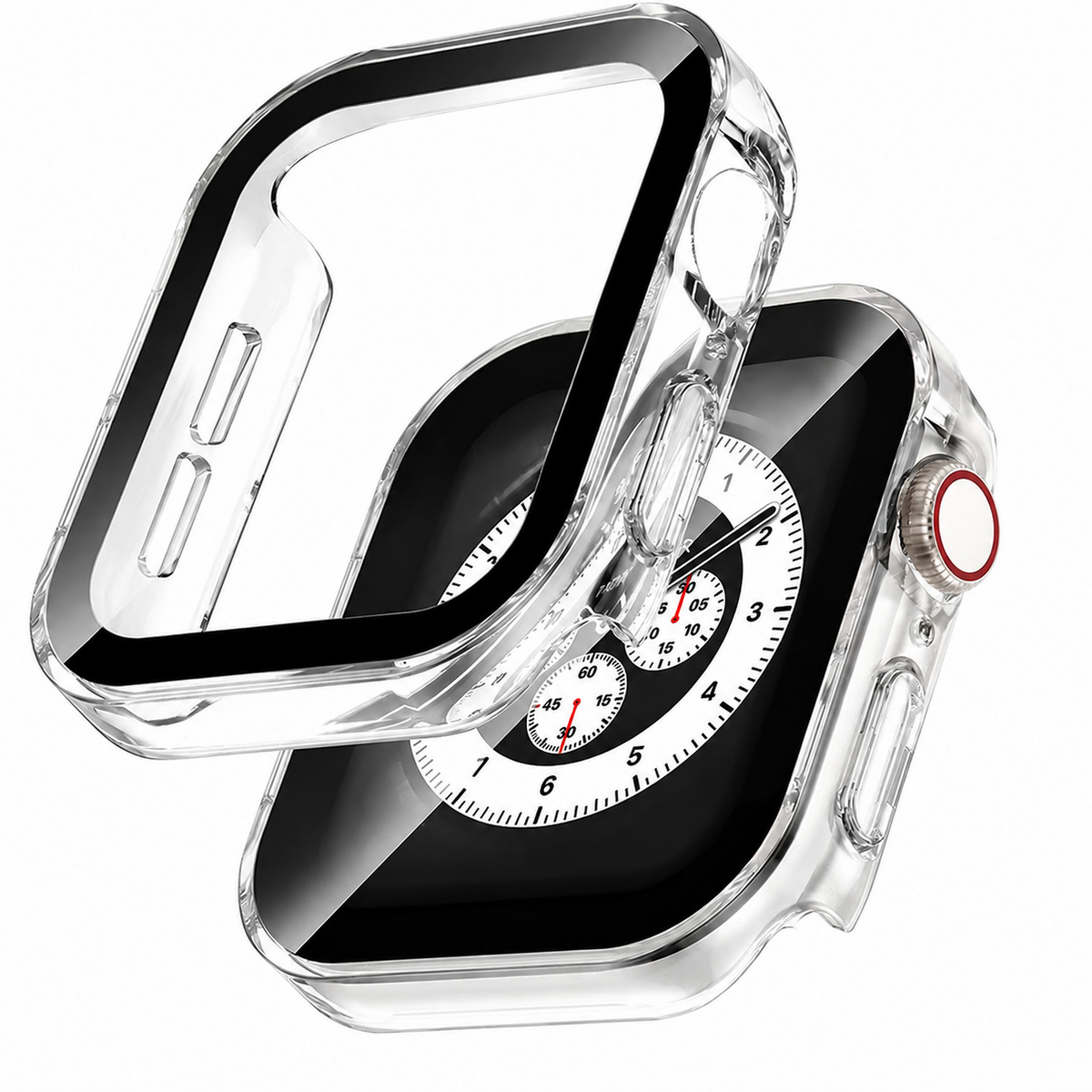 Premium Apple Watch Tempered Glass Case Full Coverage Screen Protector Shock Resistant Scratch Resistant Slim Snap On Protective Cover Touch Sensitive