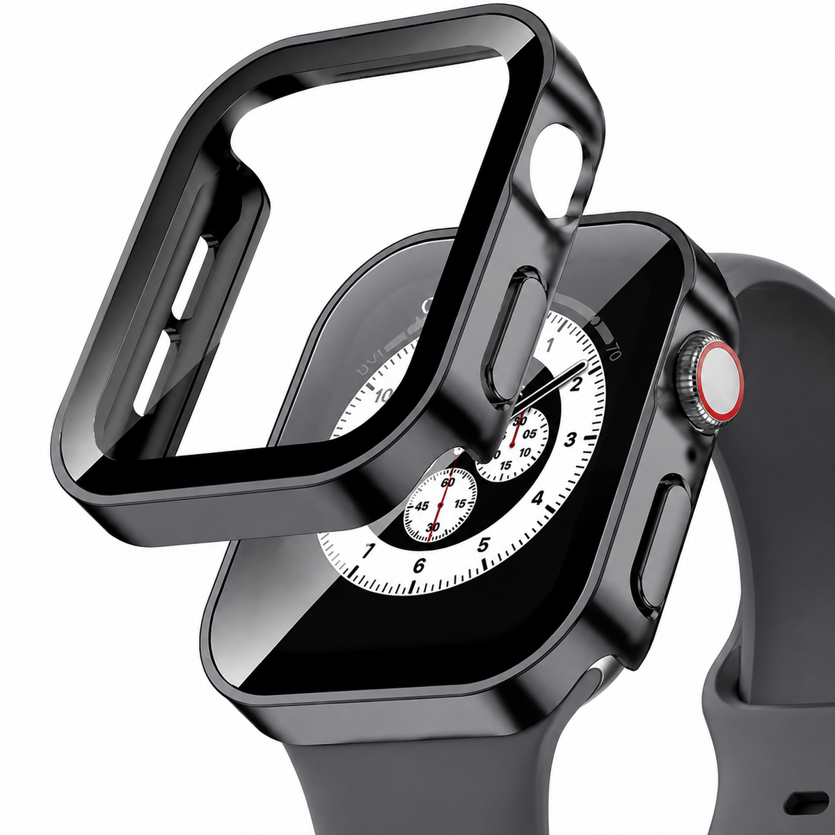 Premium Apple Watch Tempered Glass Case Full Coverage Screen Protector Shock Resistant Scratch Resistant Slim Snap On Protective Cover Touch Sensitive