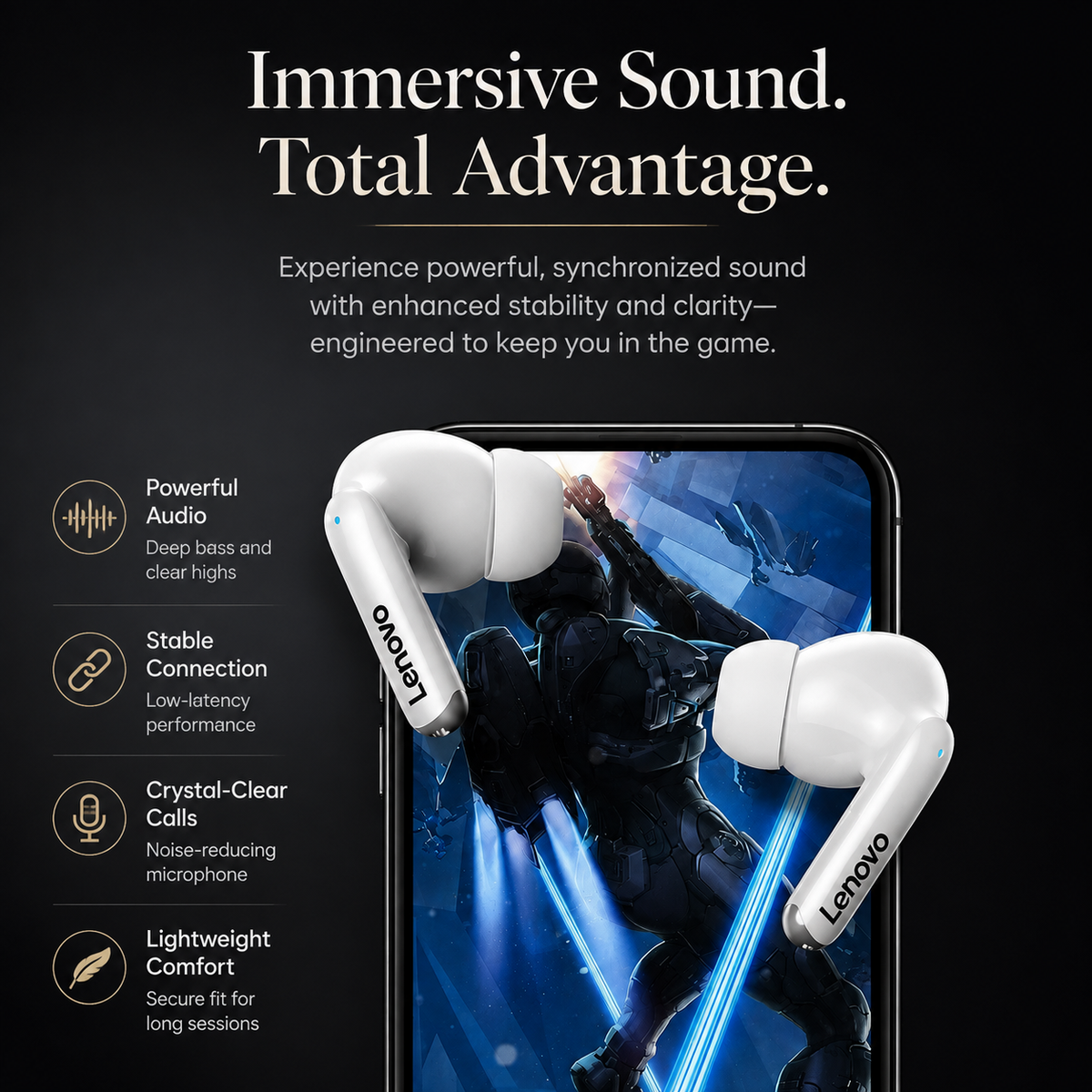 Premium Bluetooth 5.3 Wireless Earbuds Stereo In-Ear Headphones Microphone Secure Sports Fit Low Latency Charging Case Portable Compatible with iPhone