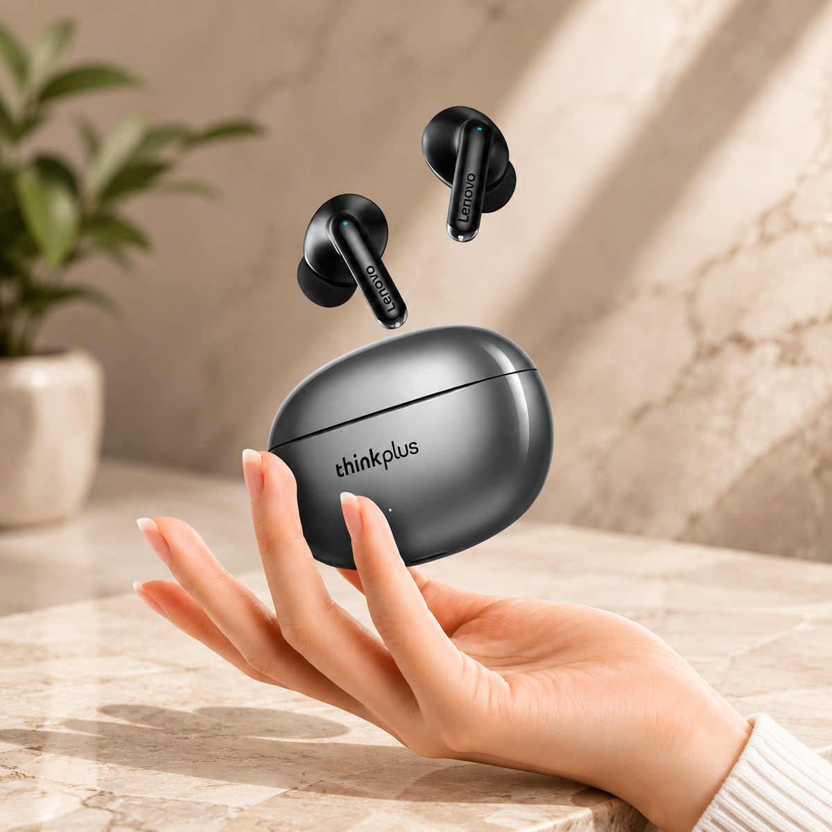 Premium Bluetooth 5.3 Wireless Earbuds Stereo In-Ear Headphones Microphone Secure Sports Fit Low Latency Charging Case Portable Compatible with iPhone
