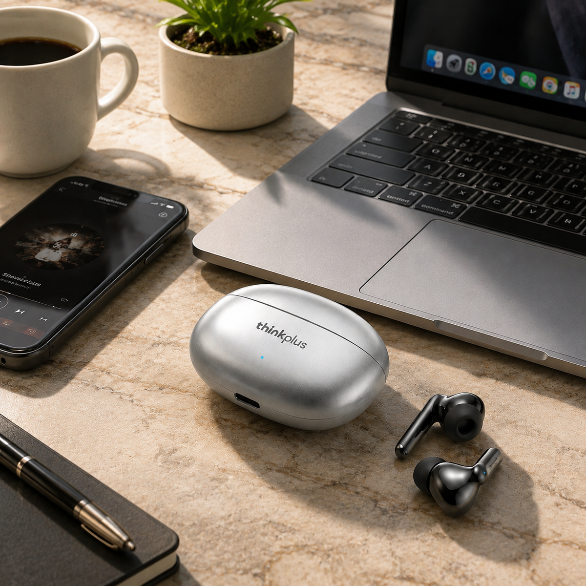 Premium Bluetooth 5.3 Wireless Earbuds Stereo In-Ear Headphones Microphone Secure Sports Fit Low Latency Charging Case Portable Compatible with iPhone