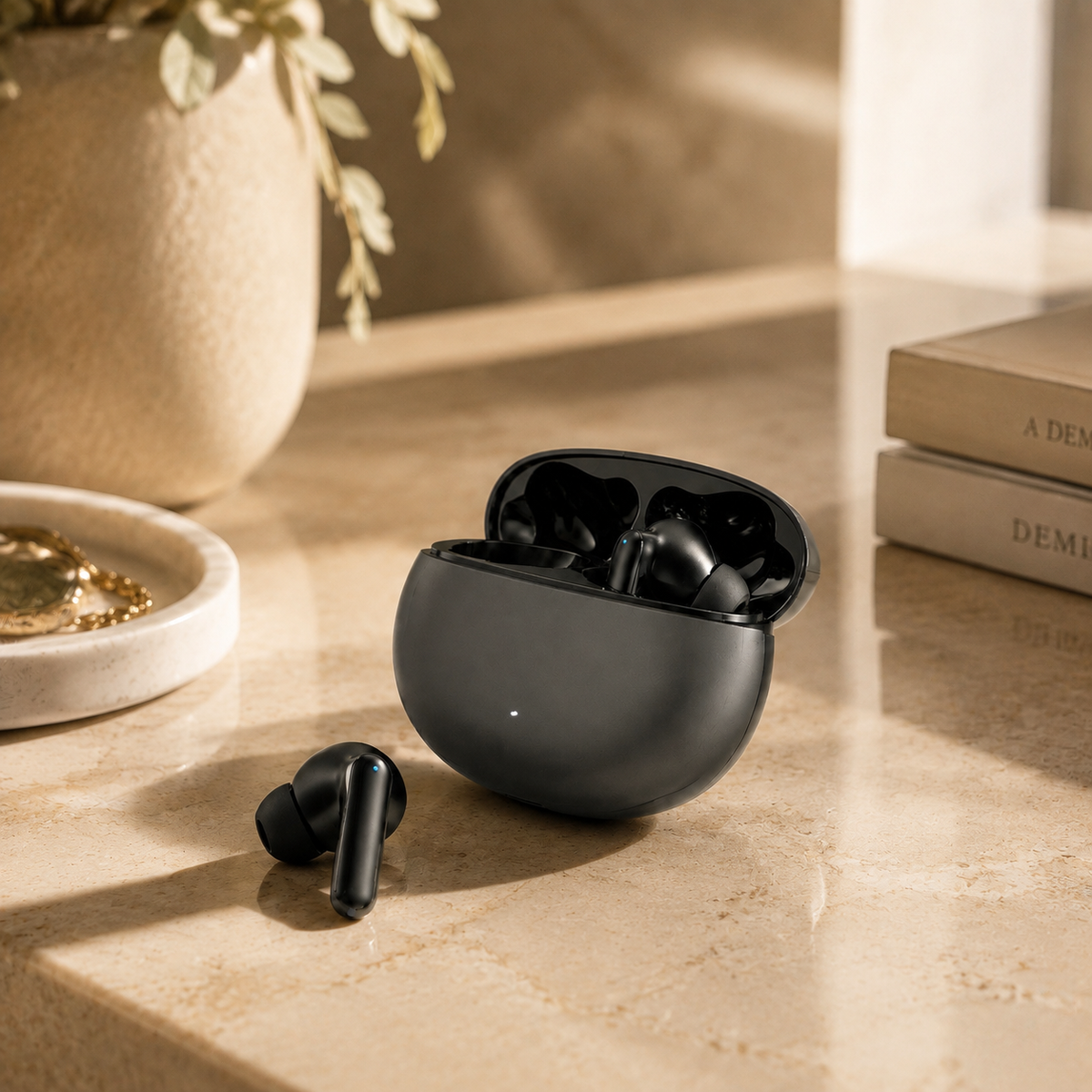 Premium Bluetooth 5.3 Wireless Earbuds Stereo In-Ear Headphones Microphone Secure Sports Fit Low Latency Charging Case Portable Compatible with iPhone