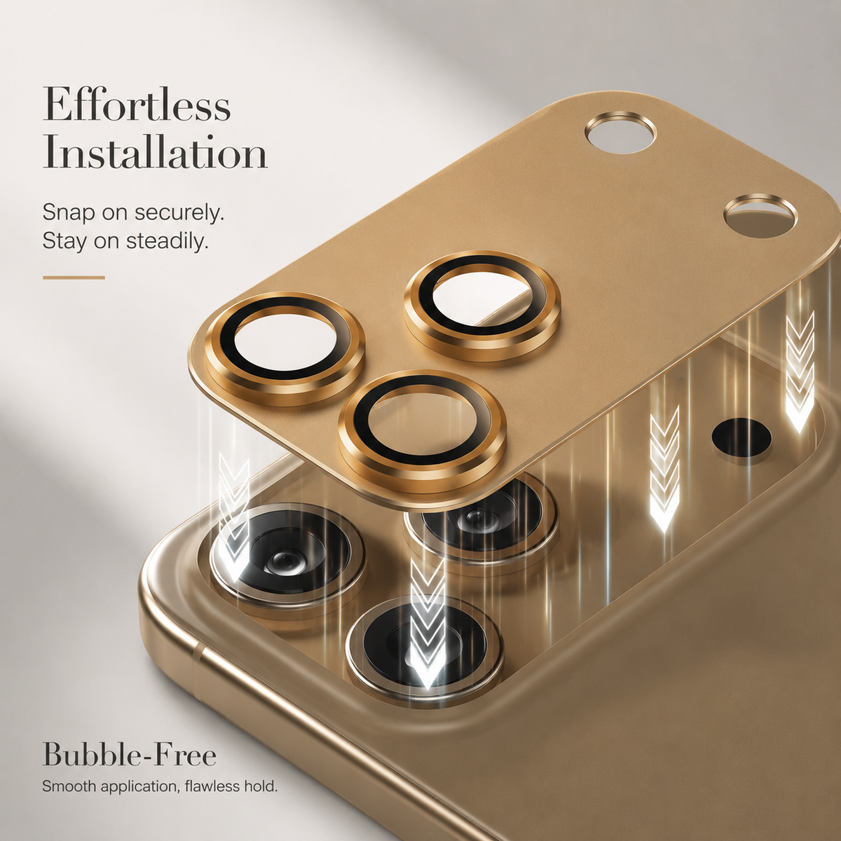Premium Camera Lens Protector Tempered Glass Aluminum Alloy Metal Ring Full Coverage Scratch Resistant Anti-Reflection Compatible with iPhone