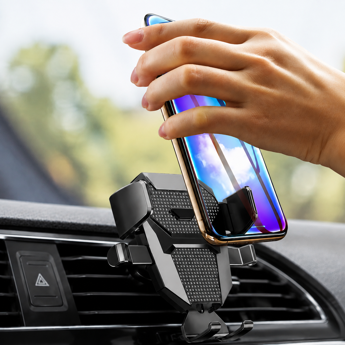 Premium Car Phone Holder Suction Cup Windshield Dashboard Phone Mount 360° Rotating Adjustable Gravity Lock Telescopic Arm Hands Free GPS Stand iPhone