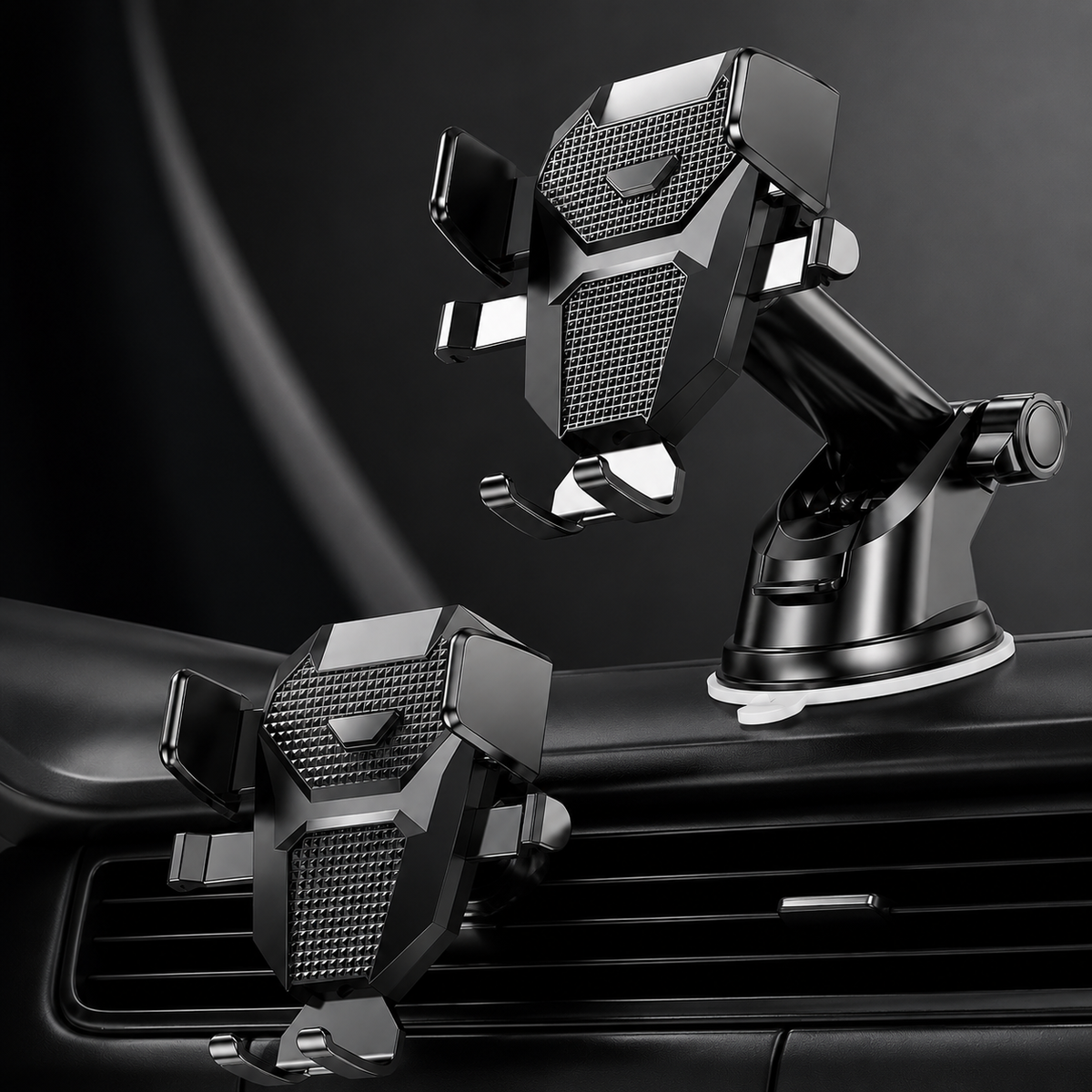 Premium Car Phone Holder Suction Cup Windshield Dashboard Phone Mount 360° Rotating Adjustable Gravity Lock Telescopic Arm Hands Free GPS Stand iPhone