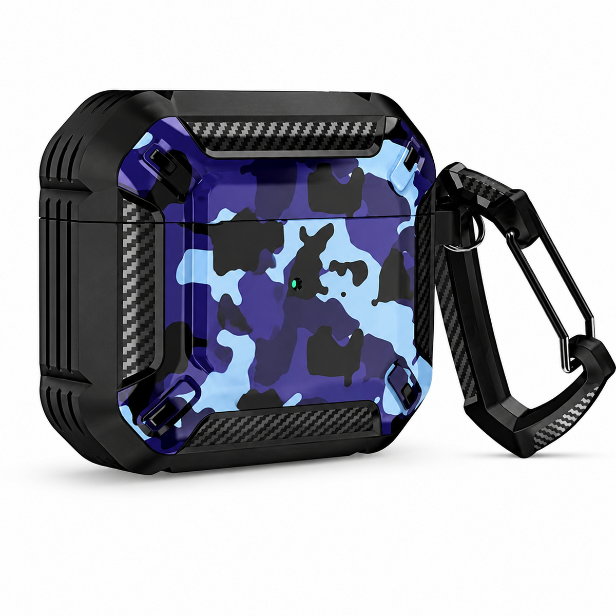 Premium Carbon Fiber AirPods Case Cover Shockproof TPU Protective Case Secure Lock Wireless Charging Anti Scratch Slim Keychain Carabiner AirPods