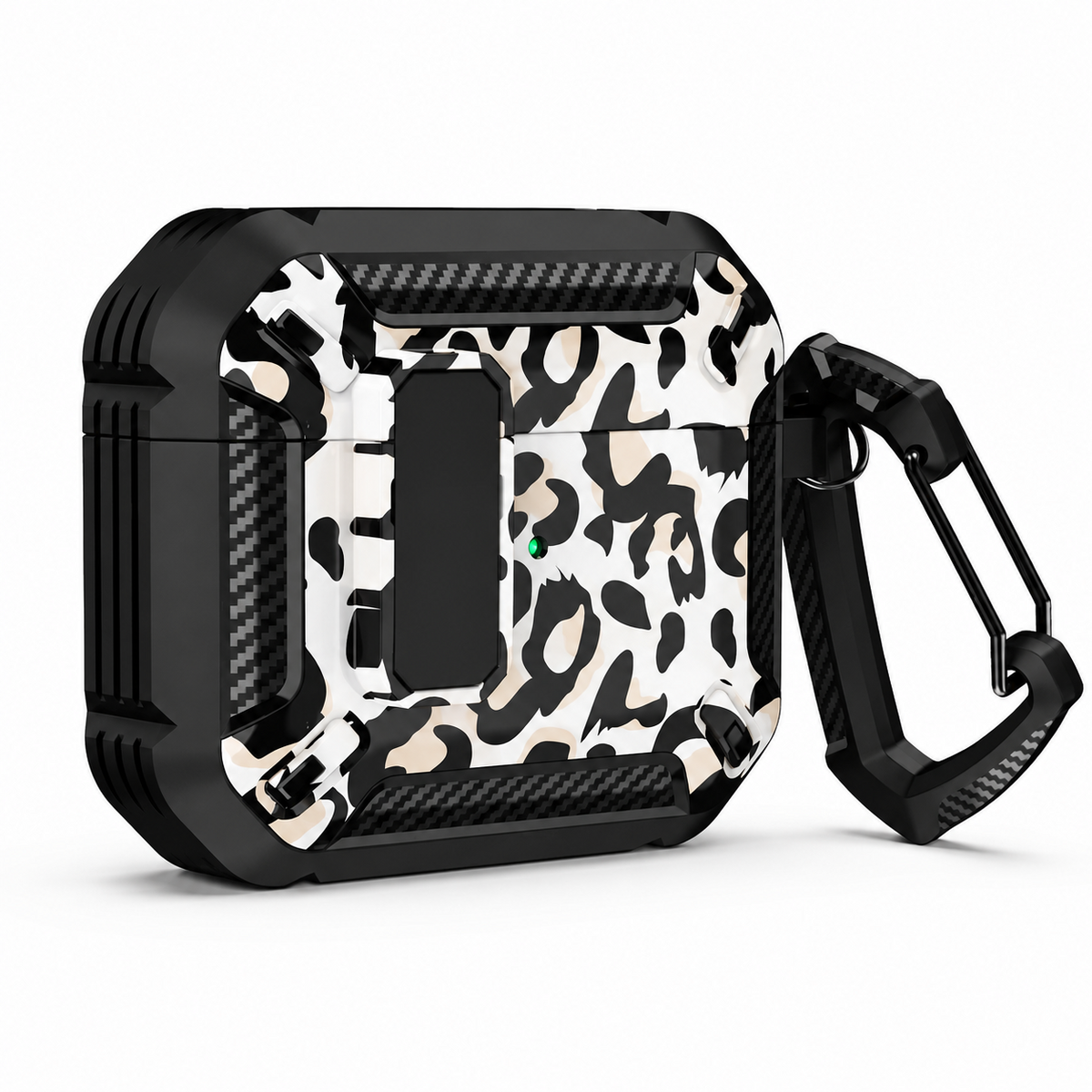 Premium Carbon Fiber AirPods Case Cover Shockproof TPU Protective Case Secure Lock Wireless Charging Anti Scratch Slim Keychain Carabiner AirPods