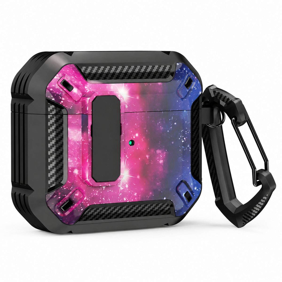 Premium Carbon Fiber AirPods Case Cover Shockproof TPU Protective Case Secure Lock Wireless Charging Anti Scratch Slim Keychain Carabiner AirPods