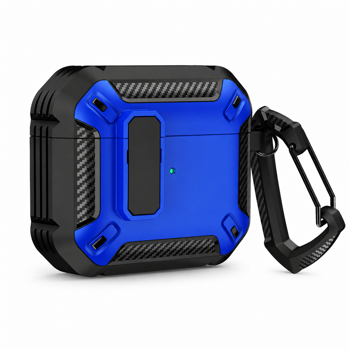 Premium Carbon Fiber AirPods Case Cover Shockproof TPU Protective Case Secure Lock Wireless Charging Anti Scratch Slim Keychain Carabiner AirPods