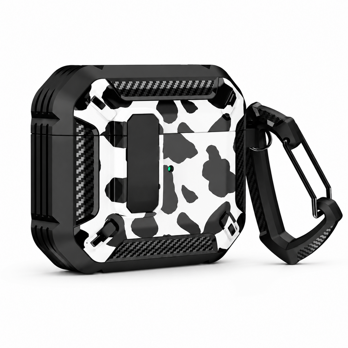 Premium Carbon Fiber AirPods Case Cover Shockproof TPU Protective Case Secure Lock Wireless Charging Anti Scratch Slim Keychain Carabiner AirPods