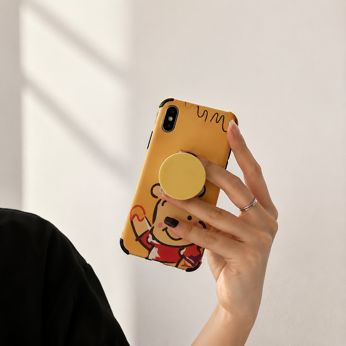Premium Foldable Finger Ring Phone Holder Expandable Grip Stand Anti Slip Round Socket Mount Adjustable Kickstand Adhesive Smartphone Holder iPhone