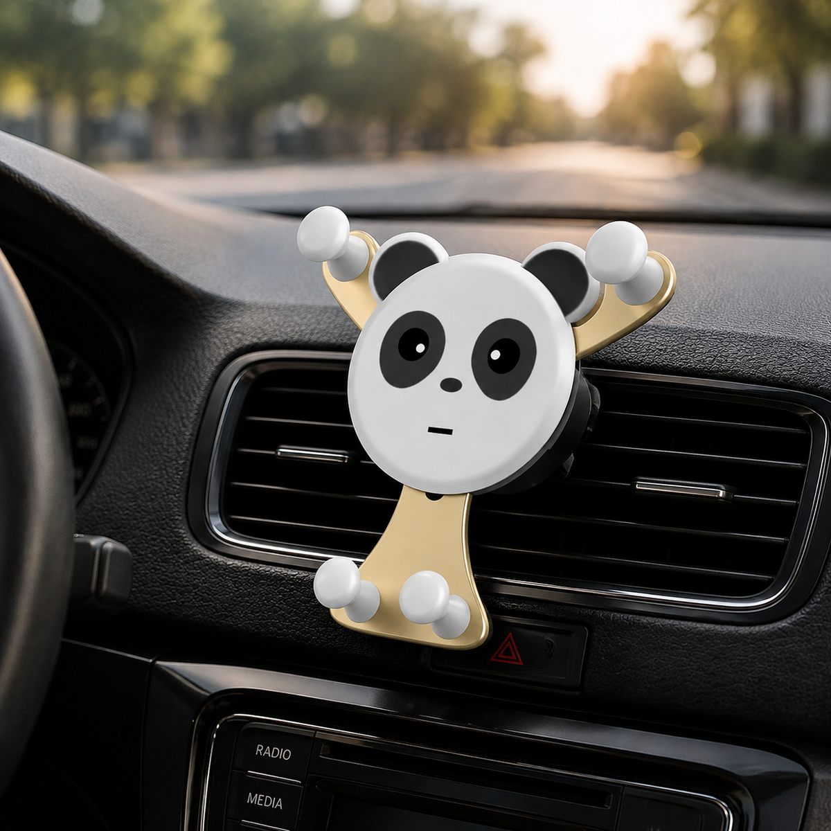 Premium Gravity Car Phone Holder Air Vent Auto Lock Smartphone Mount Hands Free GPS Stand Anti Slip Adjustable Compact Car Mount iPhone Compatible Easy