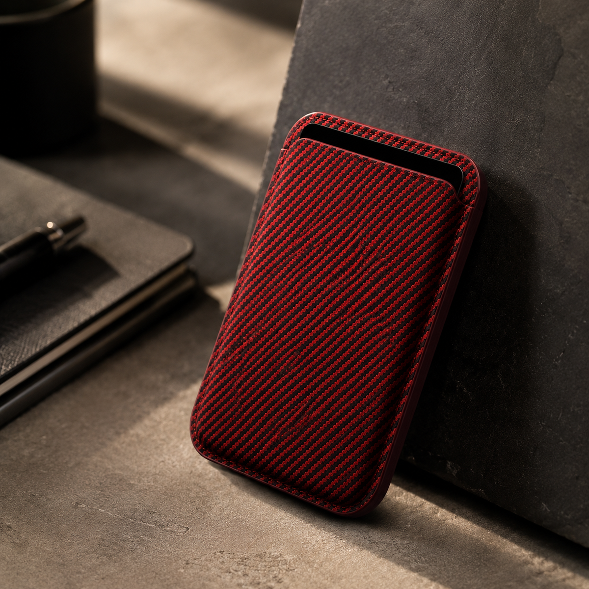 Premium MagSafe Card Holder Wallet Carbon Fiber Magnetic Slim Card Case Credit Card Holder Strong Magnetic Storage Compatible with iPhone