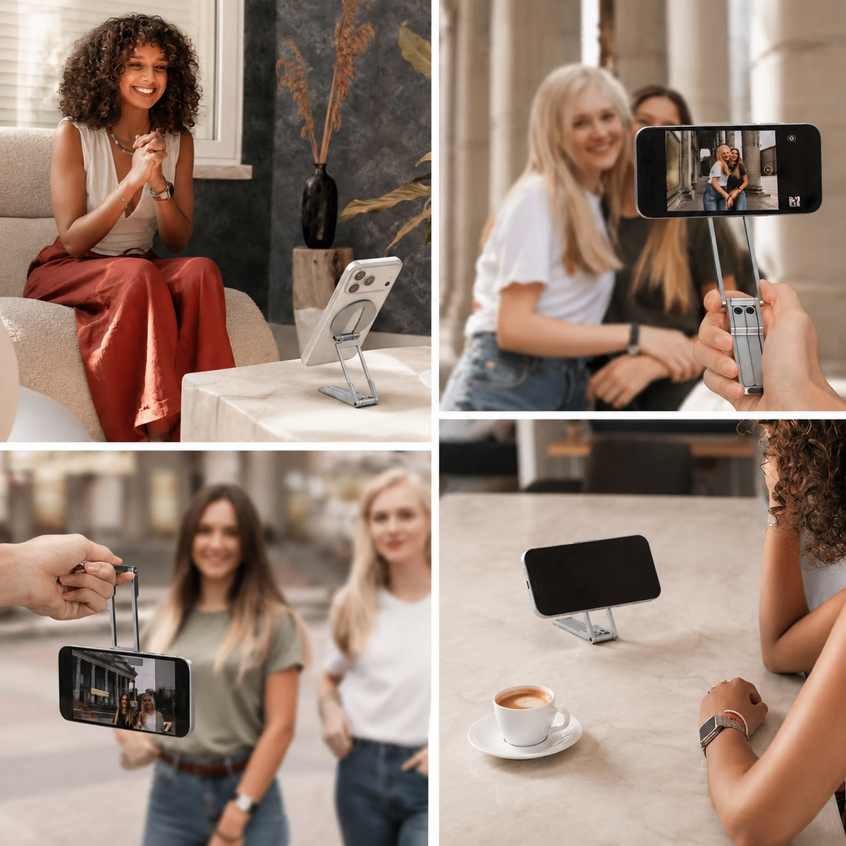 Premium MagSafe Magnetic Phone Tripod Stand Ultra-Slim Pocket Phone Holder N52 Magnetic Grip 360° Adjustable Stand Compatible with iPhone