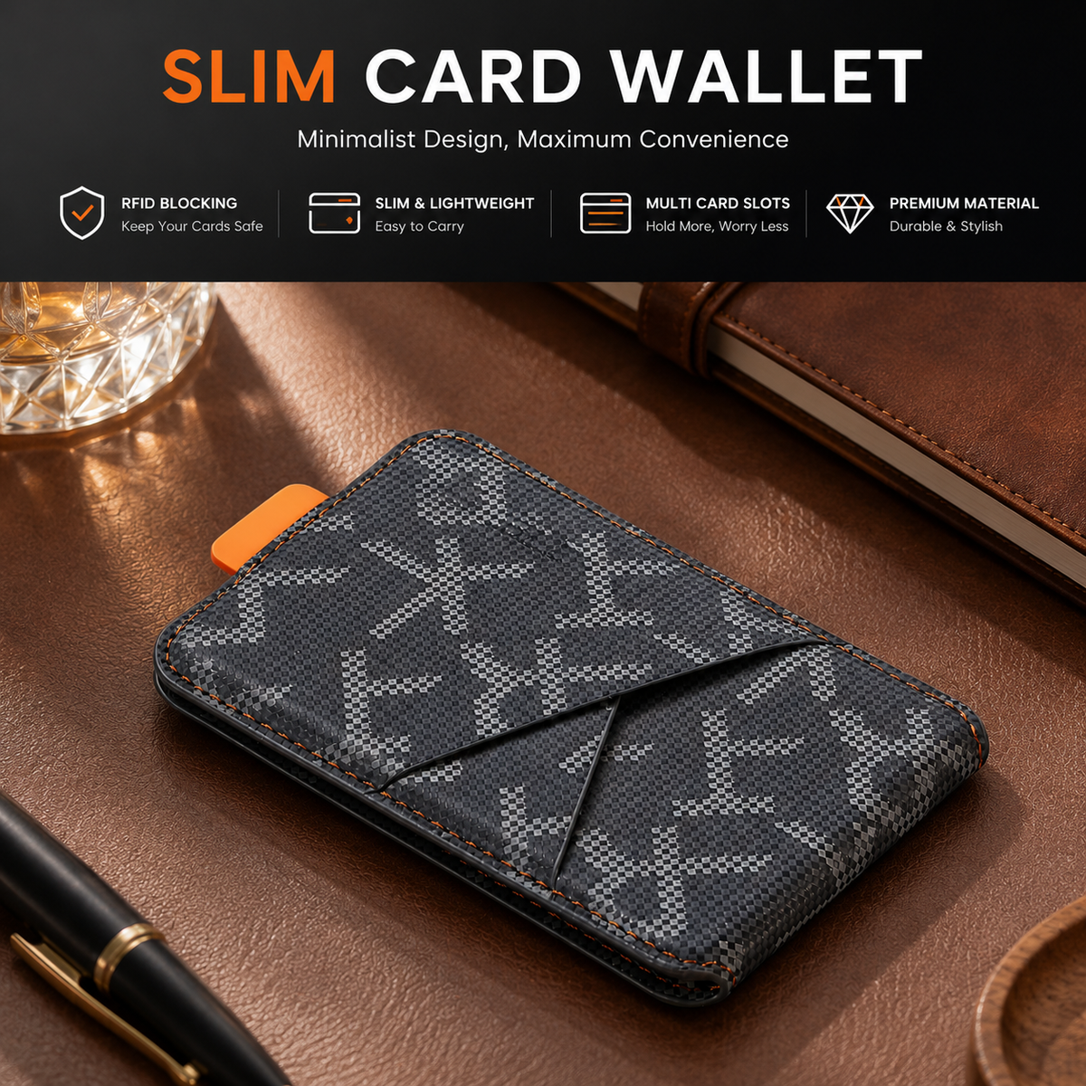 Premium Magnetic Leather Wallet Card Holder MagSafe Card Wallet Strong Magnetic Card Holder Cash Storage RFID Style Compatible with iPhone