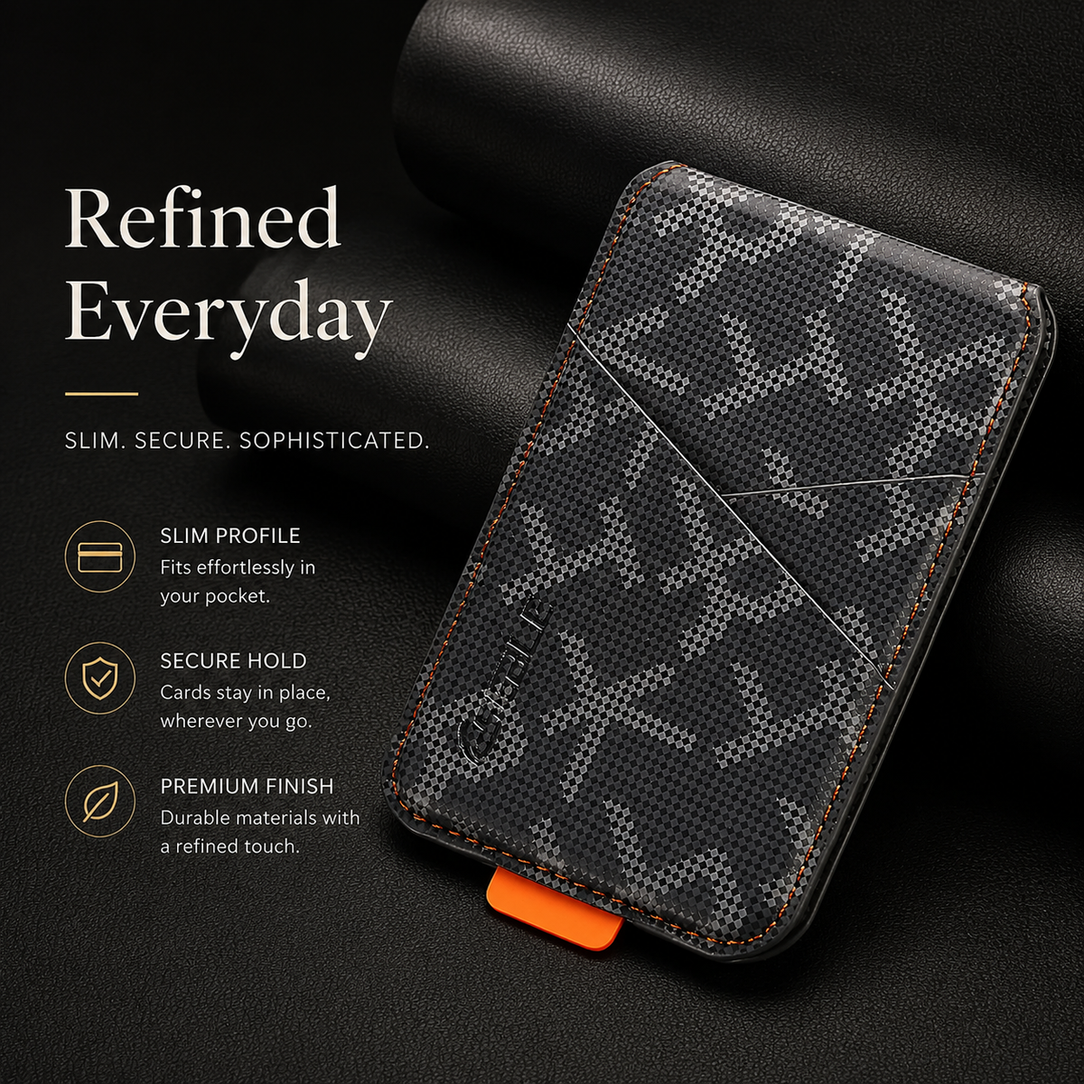 Premium Magnetic Leather Wallet Card Holder MagSafe Card Wallet Strong Magnetic Card Holder Cash Storage RFID Style Compatible with iPhone