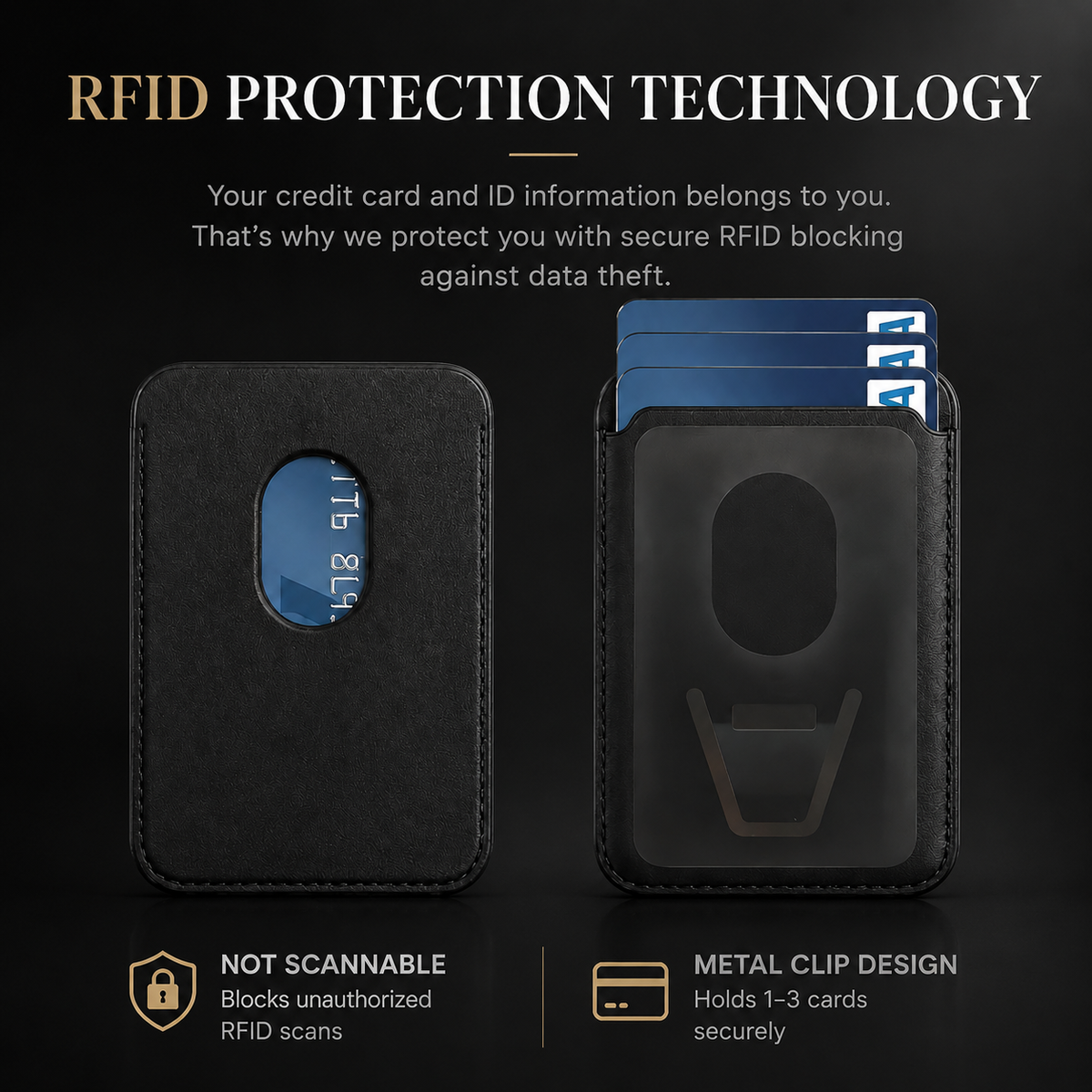 Premium Magnetic Leather Wallet MagSafe Card Holder RFID Blocking Slim Wallet Strong Magnetic Attachment Anti Scratch Leather Card Case iPhone