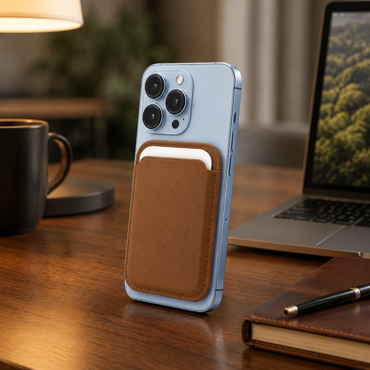 Premium Magnetic Leather Wallet MagSafe Card Holder RFID Blocking Slim Wallet Strong Magnetic Attachment Anti Scratch Leather Card Case iPhone