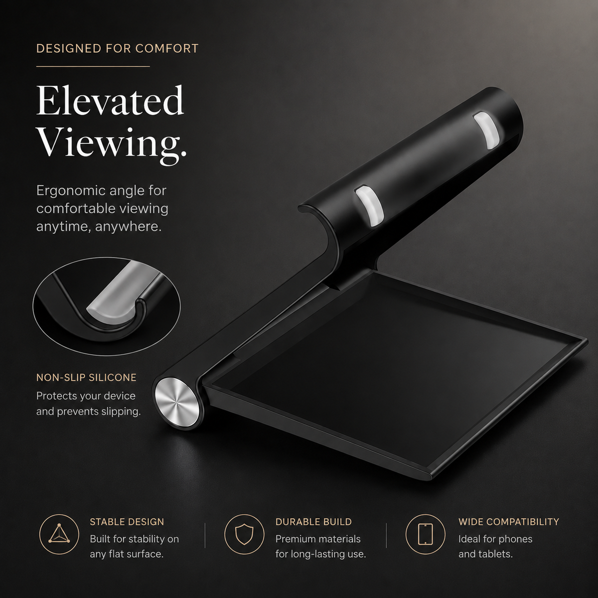 Premium Magnetic Phone Holder Stand Adjustable Foldable Desk Phone Stand Anti Slip Mobile Phone Holder Ergonomic Viewing Stand iPhone Compatible