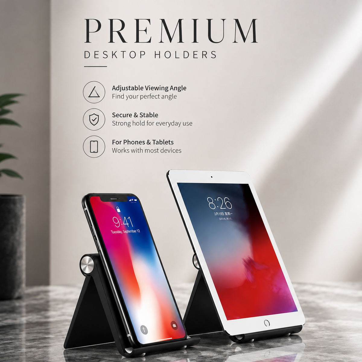 Premium Magnetic Phone Holder Stand Adjustable Foldable Desk Phone Stand Anti Slip Mobile Phone Holder Ergonomic Viewing Stand iPhone Compatible